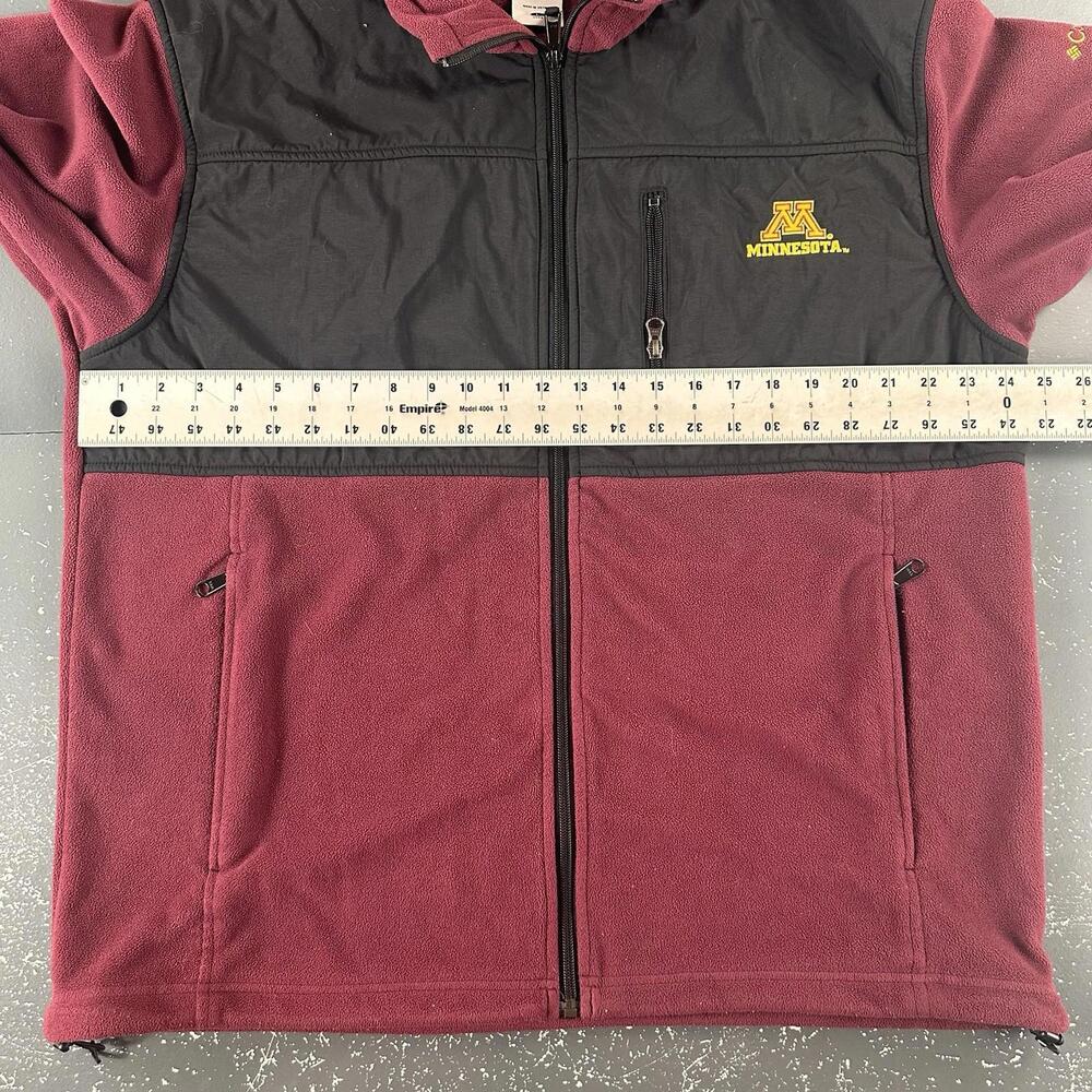 Minnesota Gophers x Columbia Jacket Mens Large Maroon Black Zip Thru Fleece - Picture 5 of 9